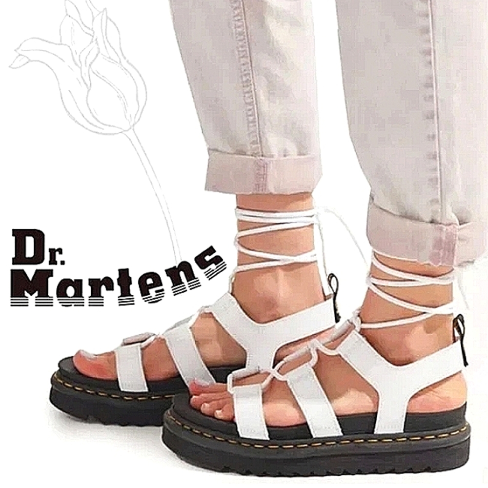 New w/Box Dr Martens Nartilla Genuine Leather Lace-Up Gladiator Sandals Size 11